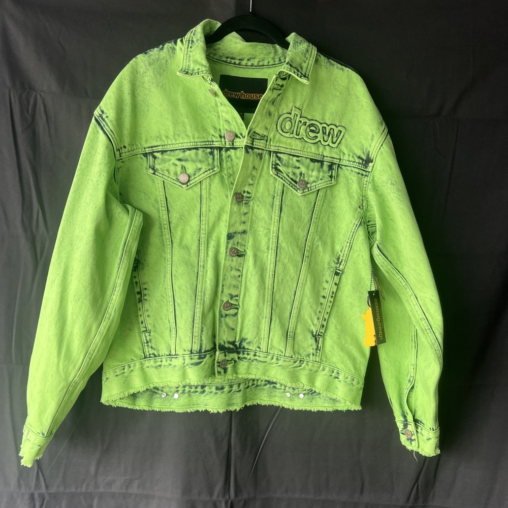 Drew House Oversized Mascot Trucker Jacket Lime Green- Size M …. b32